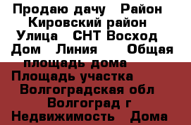 Продаю дачу › Район ­ Кировский район › Улица ­ СНТ Восход › Дом ­ Линия 32 › Общая площадь дома ­ 20 › Площадь участка ­ 500 - Волгоградская обл., Волгоград г. Недвижимость » Дома, коттеджи, дачи продажа   . Волгоградская обл.,Волгоград г.